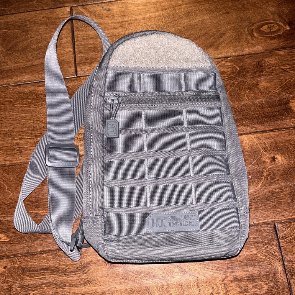 Highland Tactical EXPO Molle Web EDC Crossbody/Sling Bag‎ Gray Adjust Strap Used